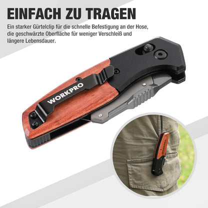 Klappmesser Holzgriff Schiebeschloss Universalmesser Teppichmesser