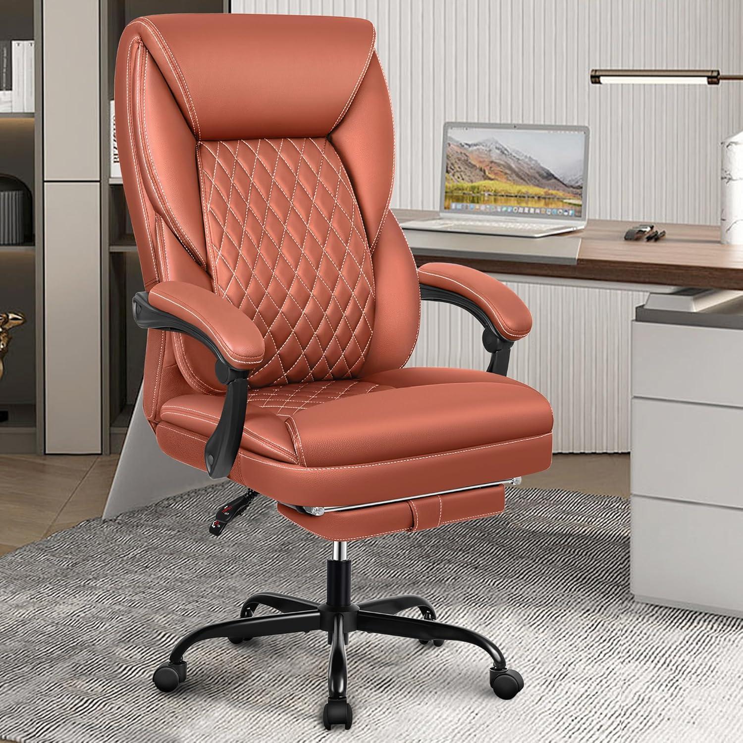 Ergonomischer Chefsessel mit Fußstütze und Lordosenstütze
