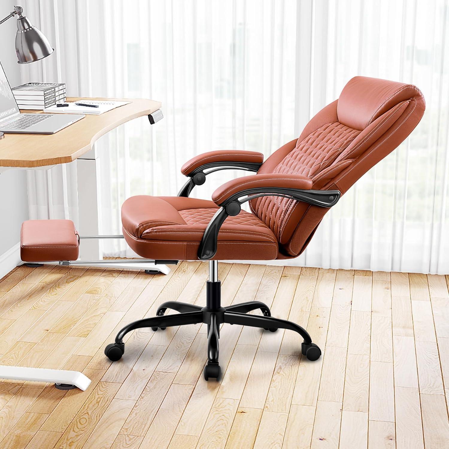 Ergonomischer Chefsessel mit Fußstütze und Lordosenstütze