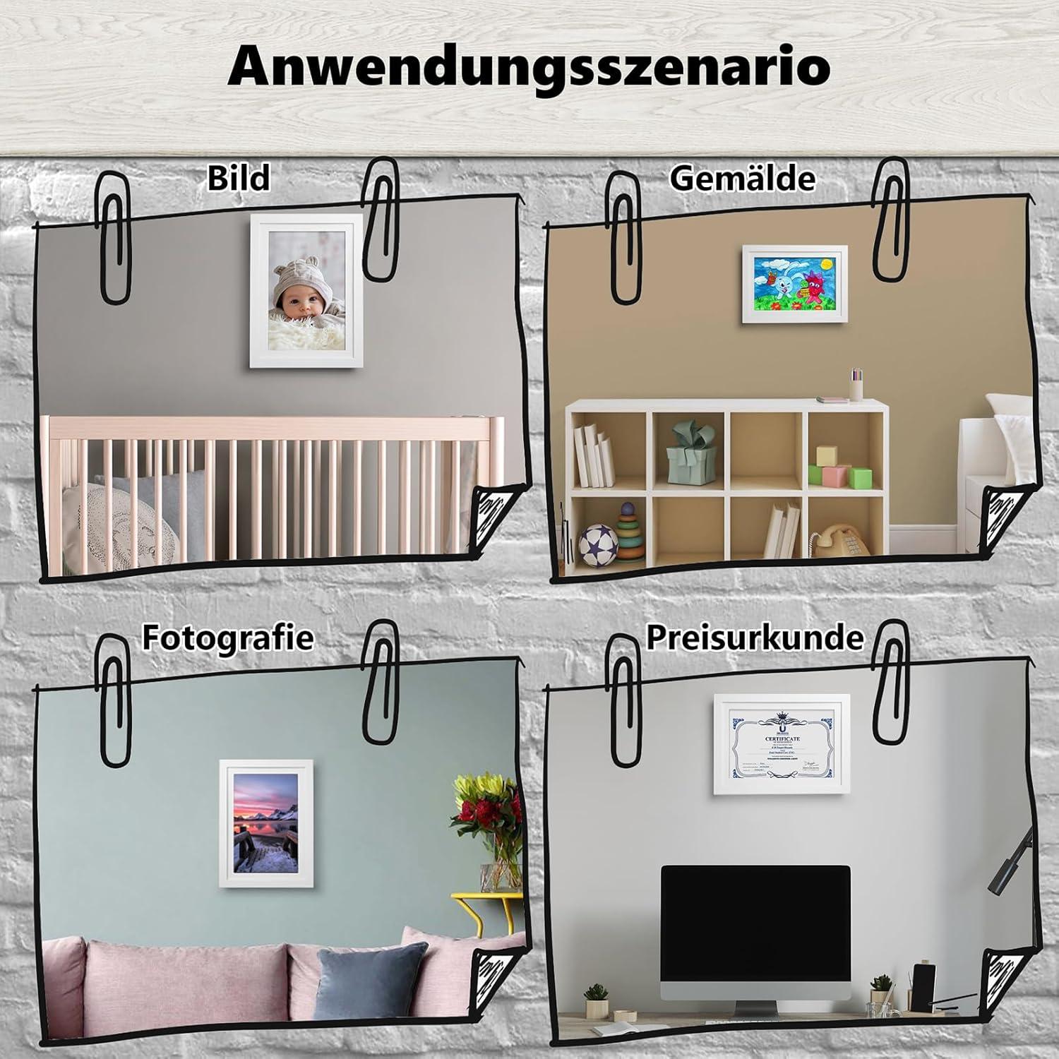 2x Kinderzeichnungen A4 Bilderrahmen Weiß MDF Fotocollage Rahmen