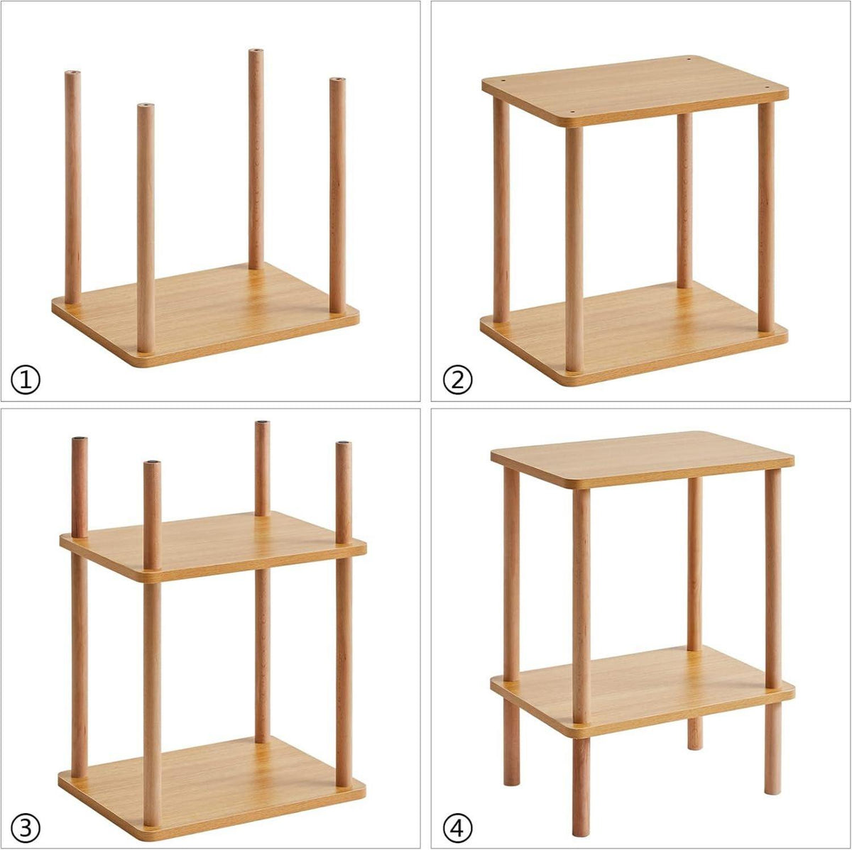 IBUYKE Holz Beistelltisch Nachttisch 2 Ebenen Couchtisch Modernes Design 39x29x53cm