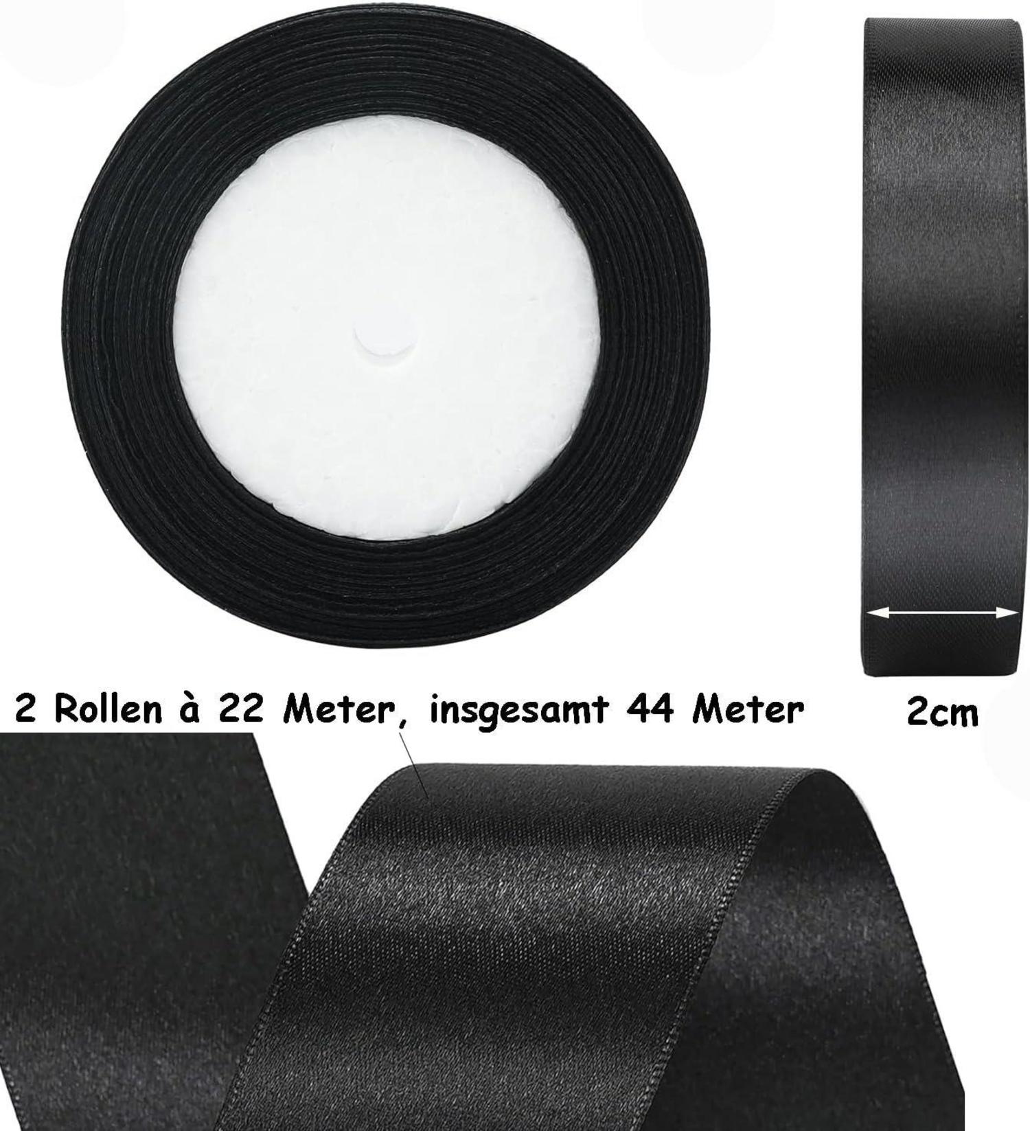 Schwarzes Satinband 44m breit 20mm - Hochwertiges Geschenkband