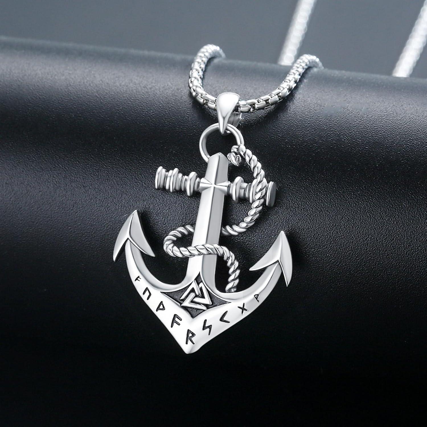 Wikinger Anker Halskette 925 Sterling Silber Valknut