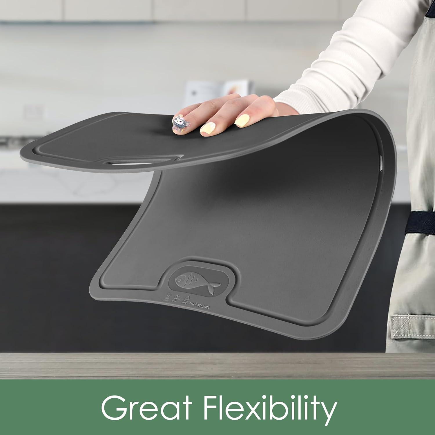 Flexibles TPU Schneidebrett BPA-frei mit Messer- und Saftrille 1 Stück