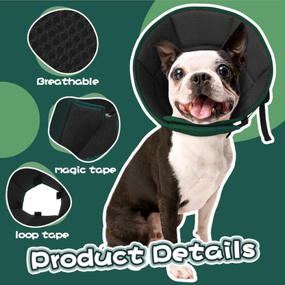 Kuoser Halskrause Hund Leckschutz Grün M Einstellbar 28-36cm
