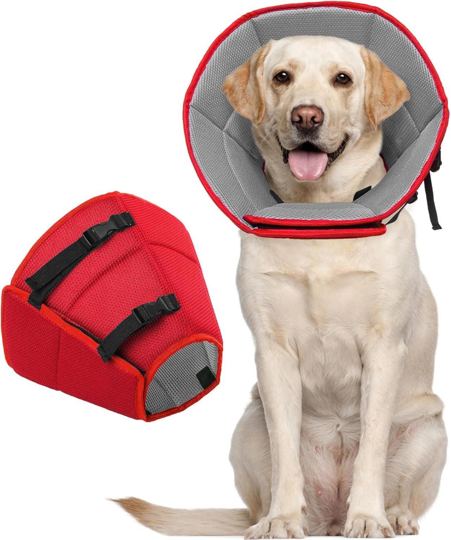 Kuoser Halskrause Leckschutz Hund Einstellbar Rot L
