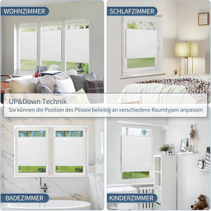 Plissee ohne Bohren Verdunkelung Thermo Wabenplissee 90x220