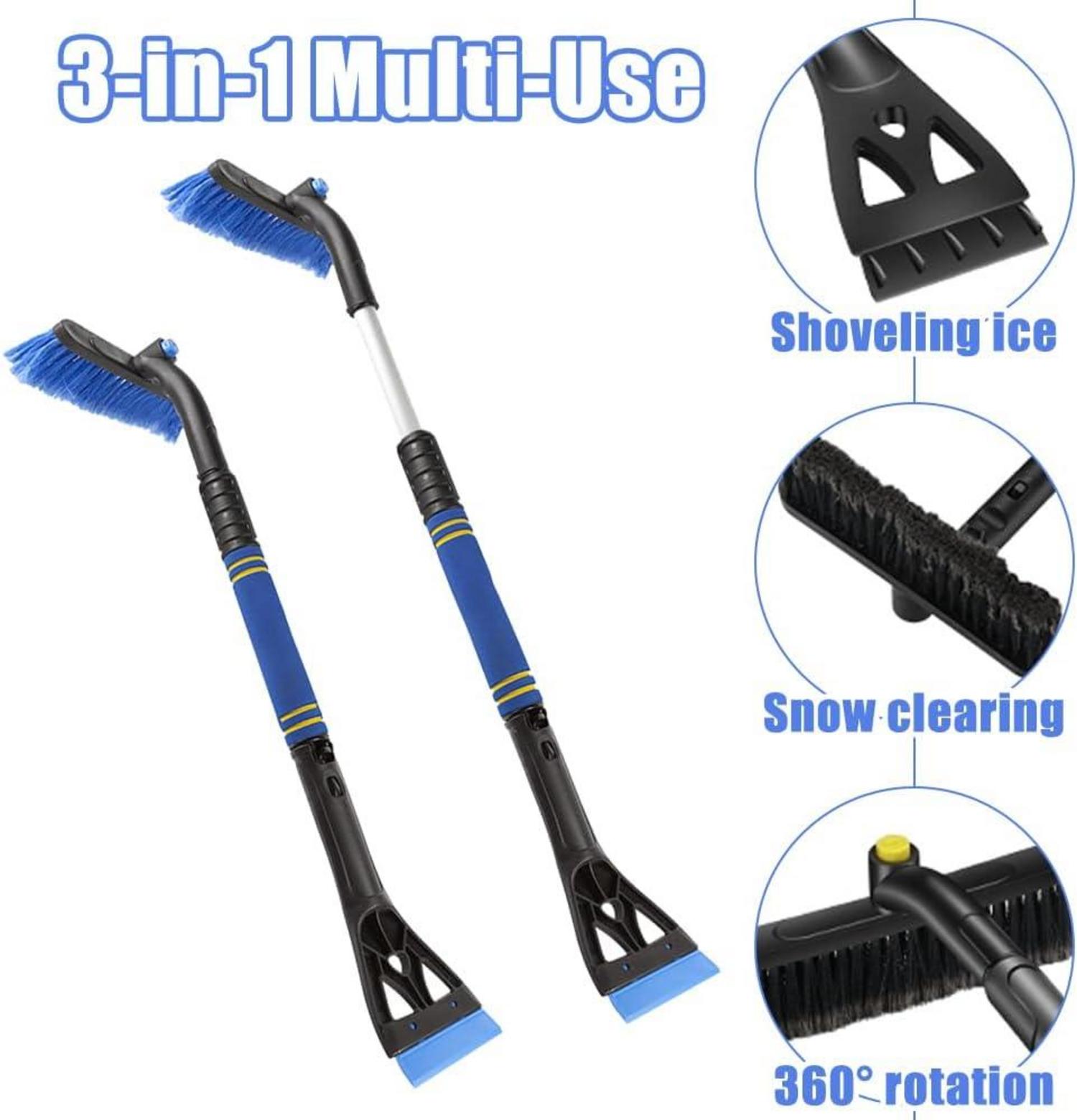 Eiskratzer Auto 3 in 1 Besen Schneebürste Abnehmbarer Eisschaber BLAU