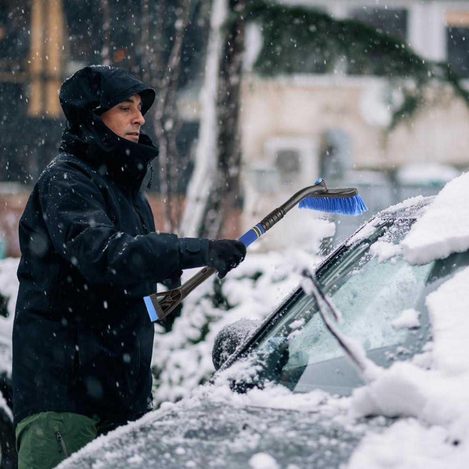 Eiskratzer Auto mit Besen 3 in1 Schneebürste Eisschaber Schaumstoffgriff BLAU
