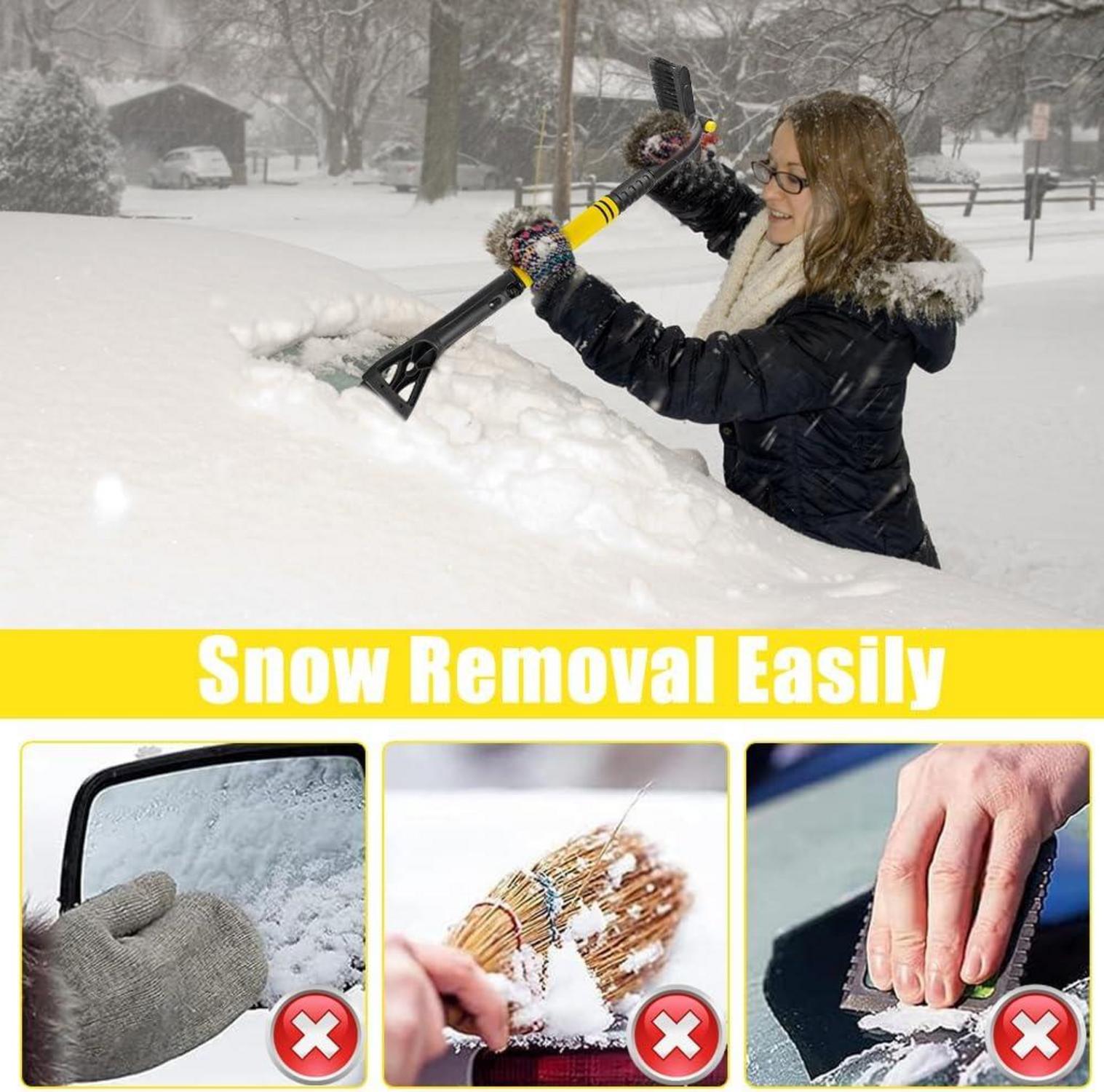 Eiskratzer Auto mit Besen 3in1 Schneebürste Gelb ABS-Schaft