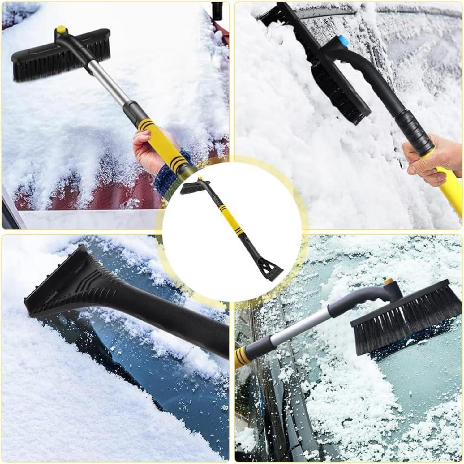 Eiskratzer Auto mit Besen 3in1 Schneebürste Gelb ABS-Schaft