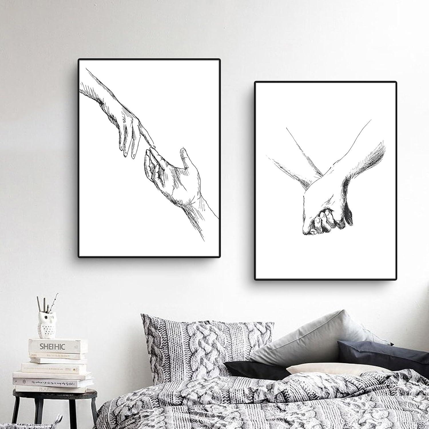 Trayosin 3er Poster Set Hand in Hand Modernes Wandkunst Wandbilder 40x50cm