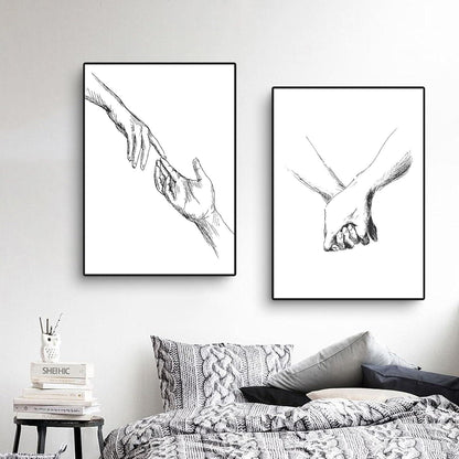 Trayosin 3er Poster Set Hand in Hand Modernes Wandkunst Wandbilder 40x50cm