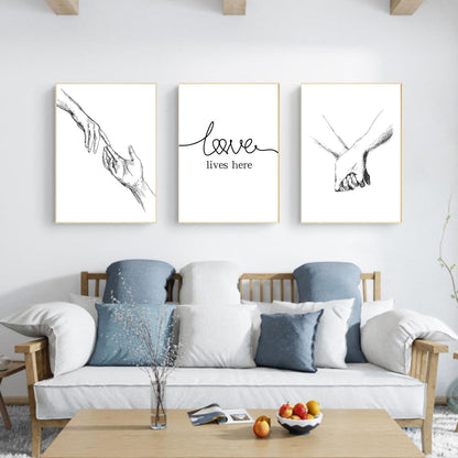 Premium Poster Set Moderne Wandkunst Hand in Hand Bilder Wohnzimmer