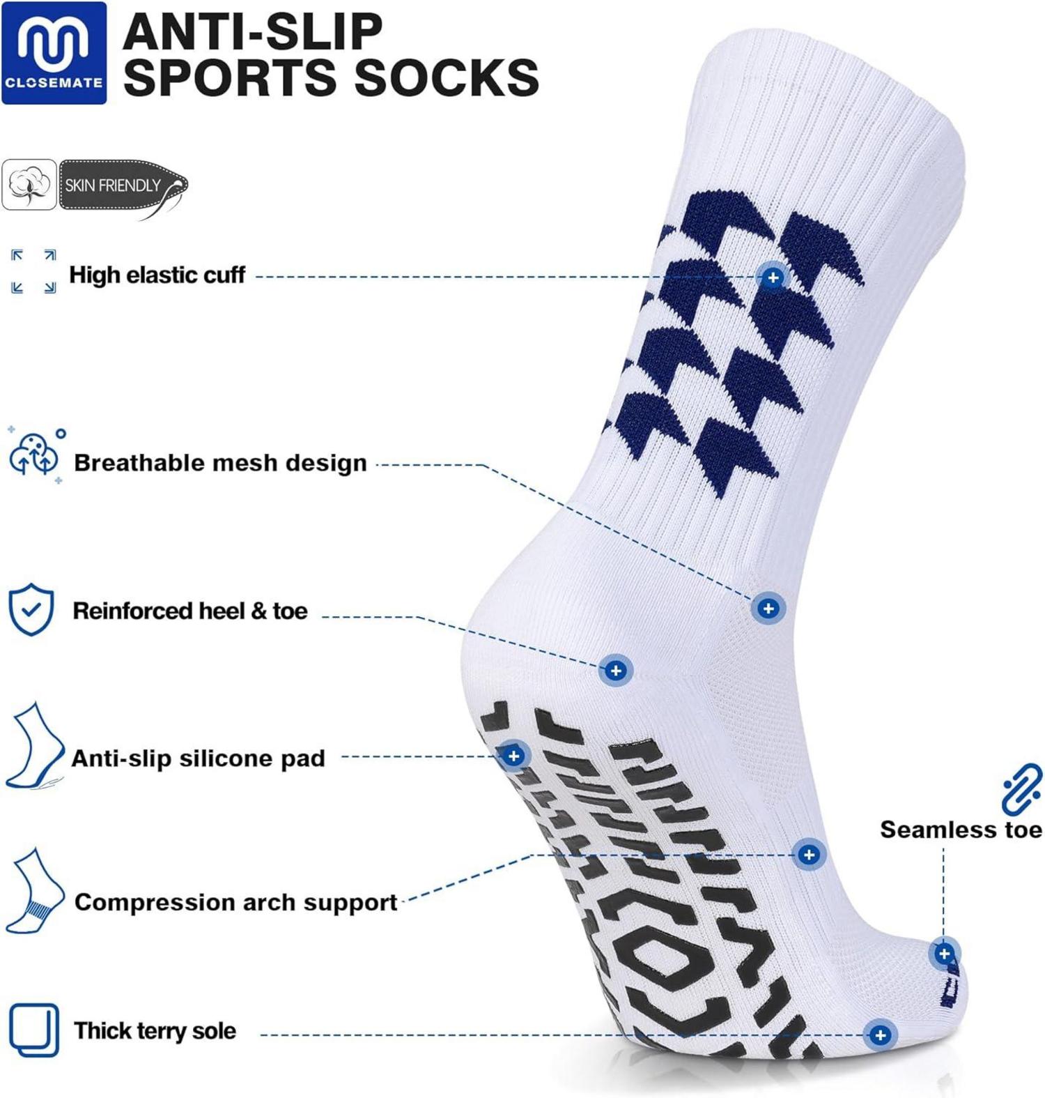 Rutschfeste Fußballsocken Closemate 3 Paar Herren 43-46