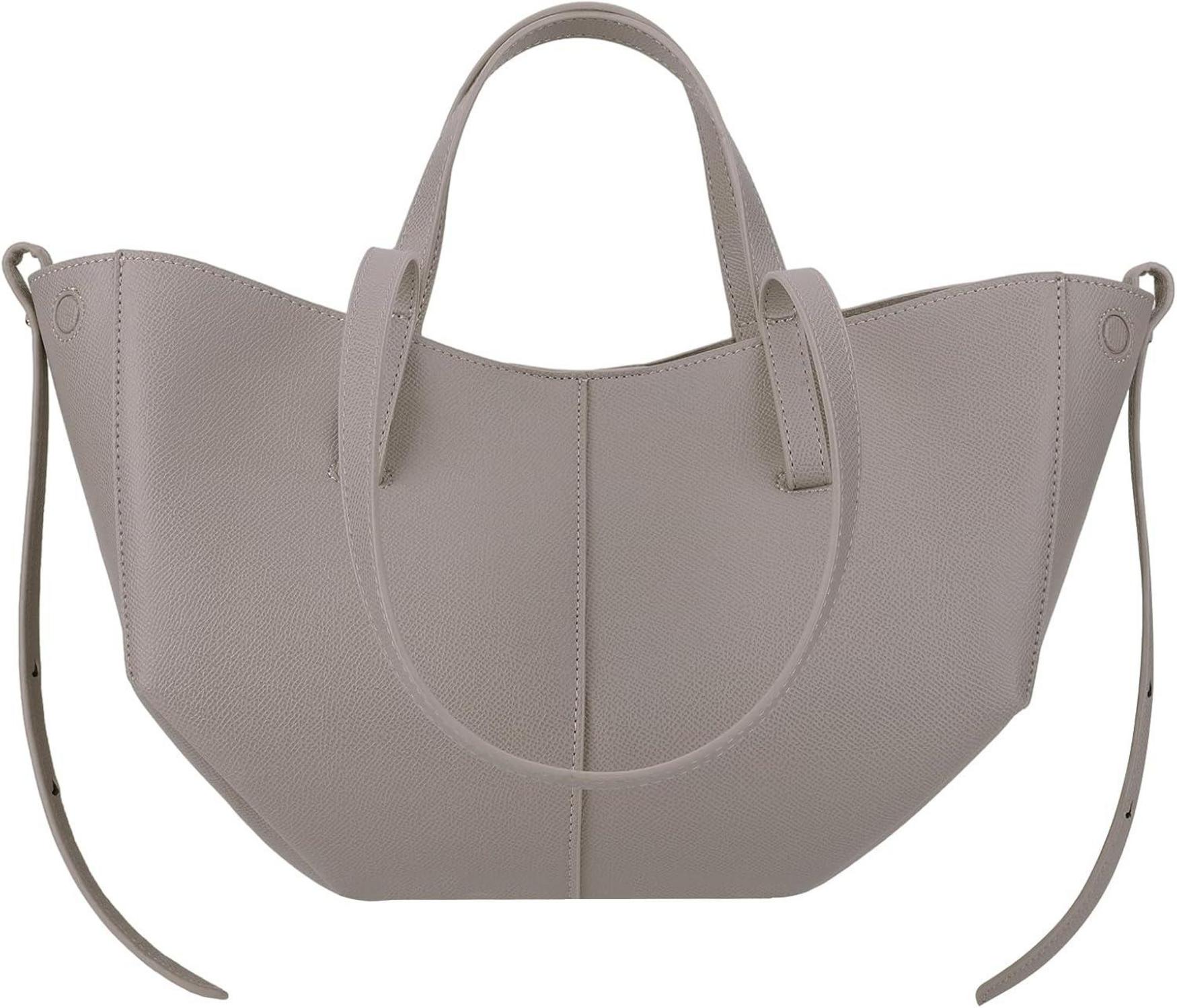 Damen Tote Bag Kunstleder Elegante Groß Shopper Umhängetasche Grau
