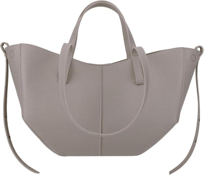 Damen Tote Bag Kunstleder Elegante Groß Shopper Umhängetasche Grau