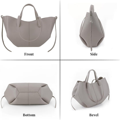 Damen Tote Bag Kunstleder Elegante Groß Shopper Umhängetasche Grau