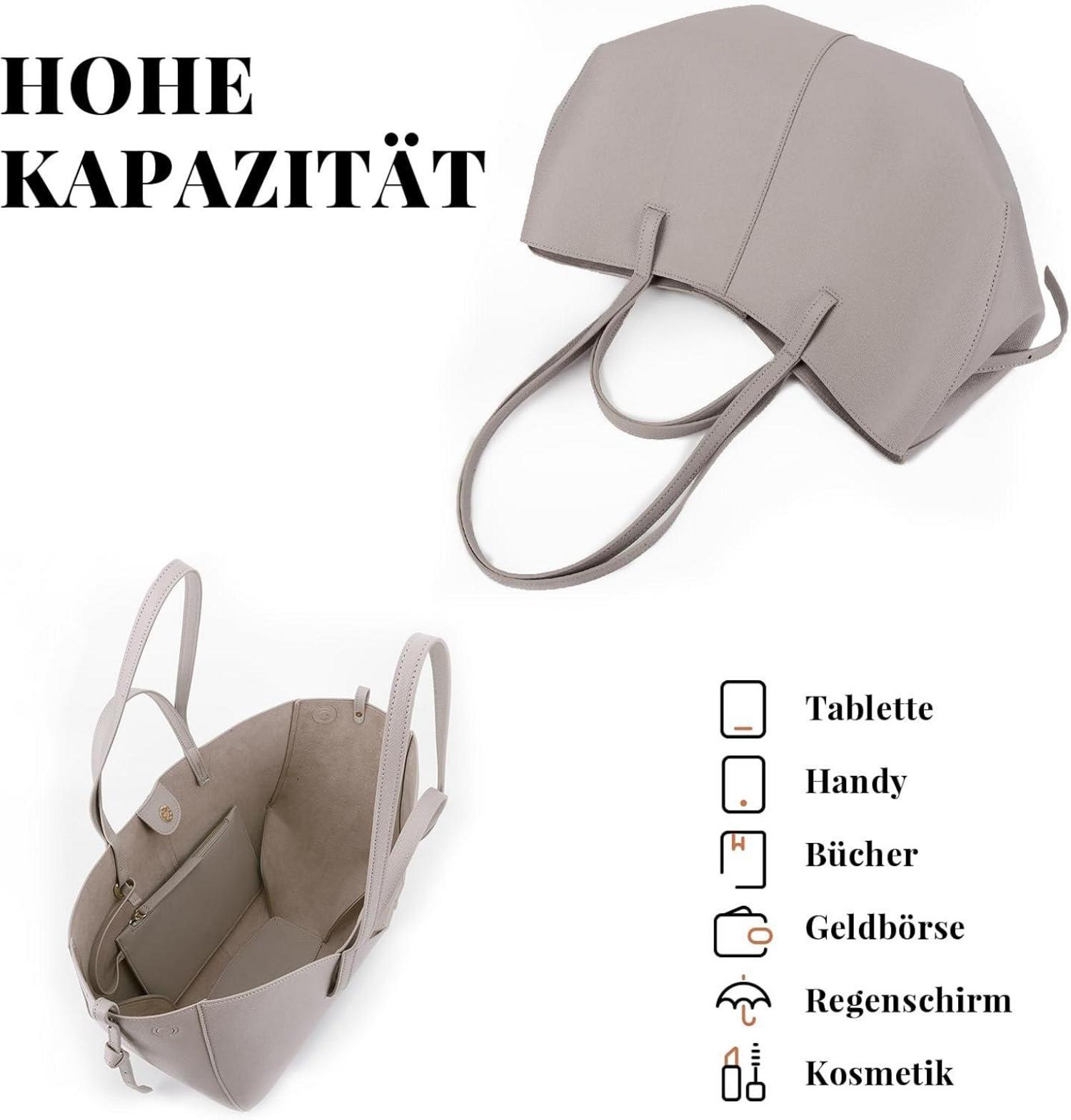 TIAASTAP Kunstleder Tote Bag Damen Groß Shopper Tasche Elegante Schultertasche Henkeltasche