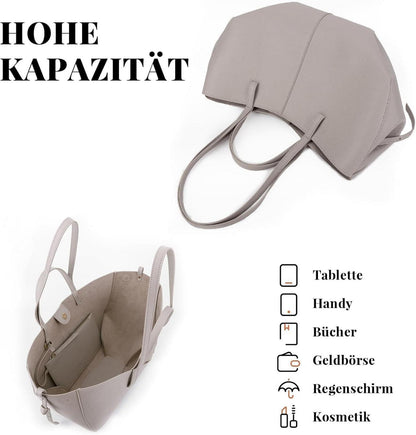 TIAASTAP Kunstleder Tote Bag Damen Groß Shopper Tasche Elegante Schultertasche Henkeltasche