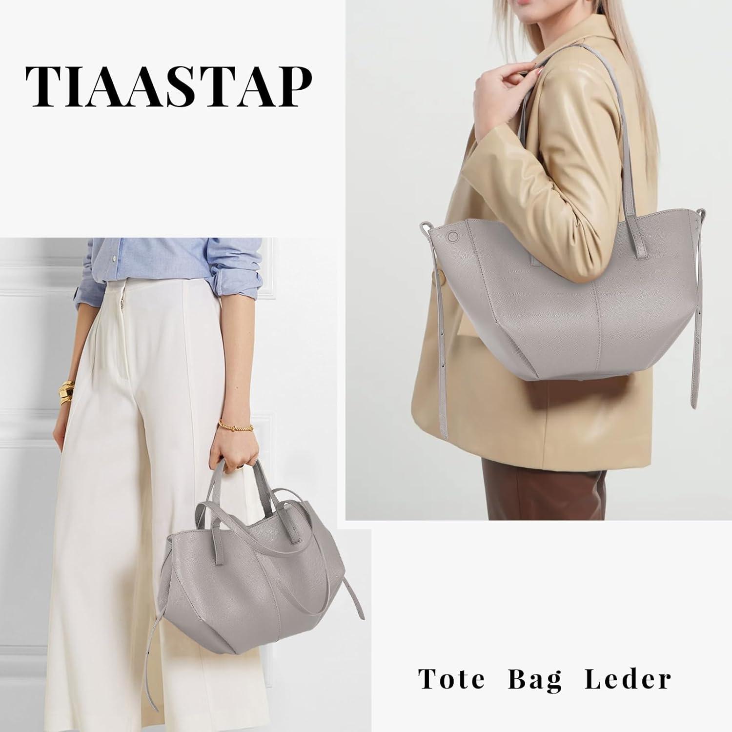Große Tote Bag Kunstleder Handtasche Schultertasche Damen - Grau