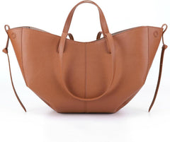 Damen Kunstleder Tote Bag Schultertasche Shopper Umhängetasche Braun
