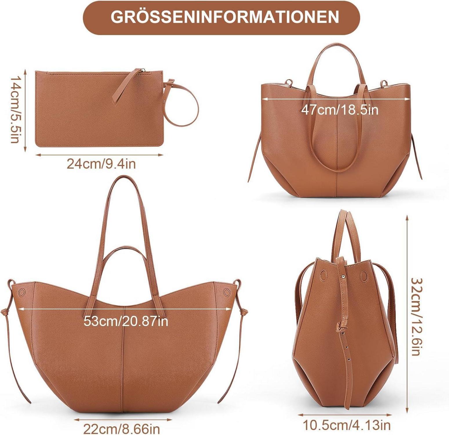 TIAASTAP Tote Bag Kunstleder Damen Groß Elegante Schultertasche