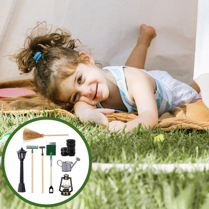 Miniatur Garten Deko Set 8tlg Zubehör Puppenhaus 1 12 Gießkanne Spaten Harke