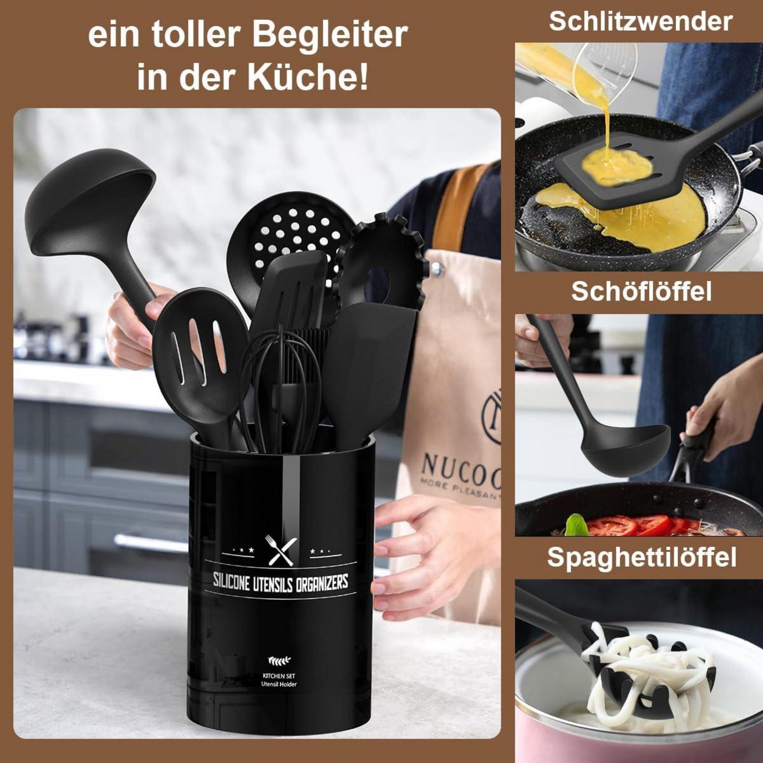 Küchenhelfer Set 15-teilig Silikon Kochutensilien Antihaft Hitzebeständig
