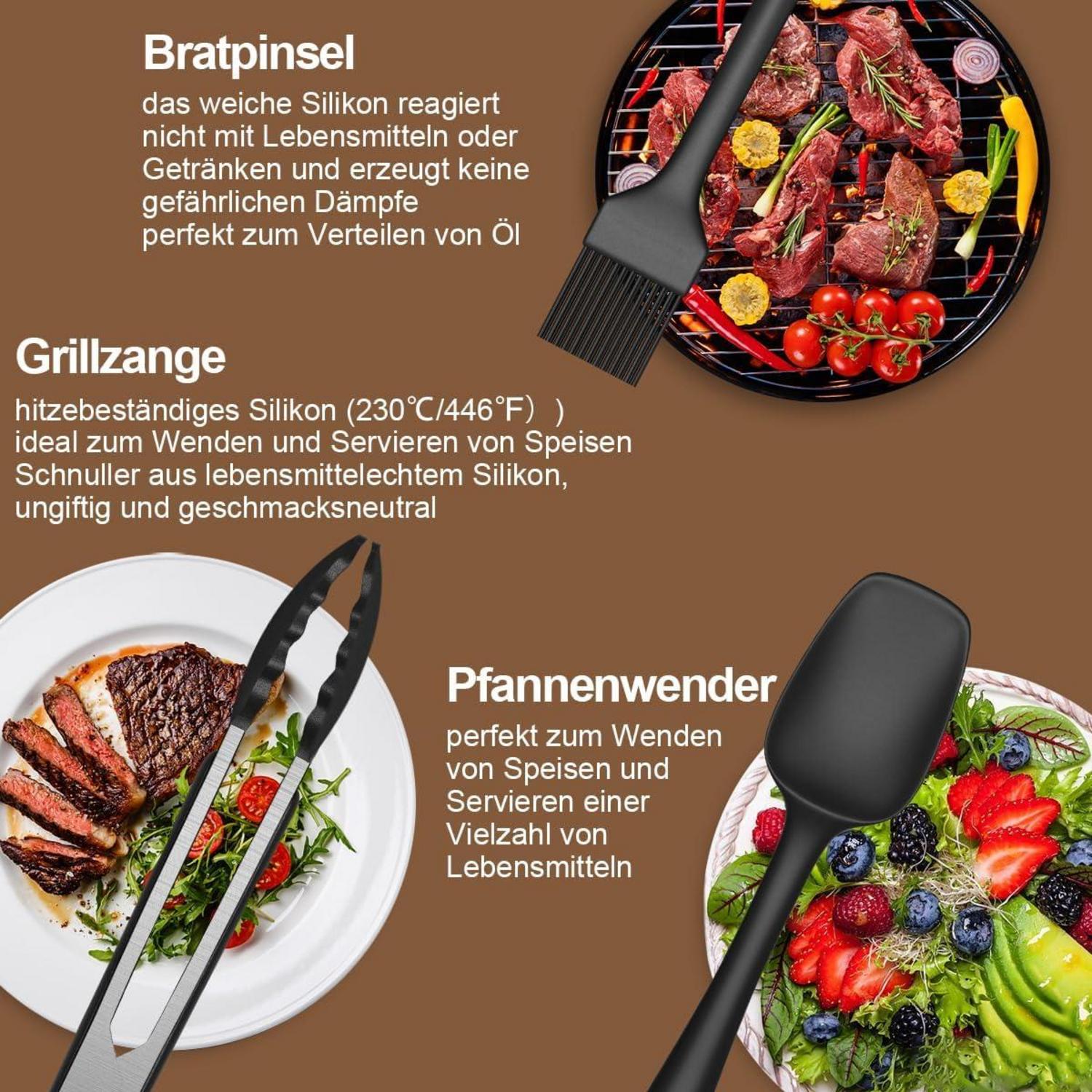 15-teiliges Silikon Kochutensilien Set mit Utensilienhalter