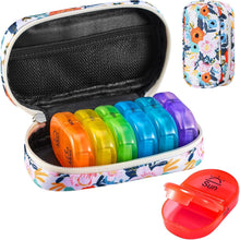 Tablettenbox 7 Tage Pillendose 2 Fächer Regenbogen Canvas-Tasche