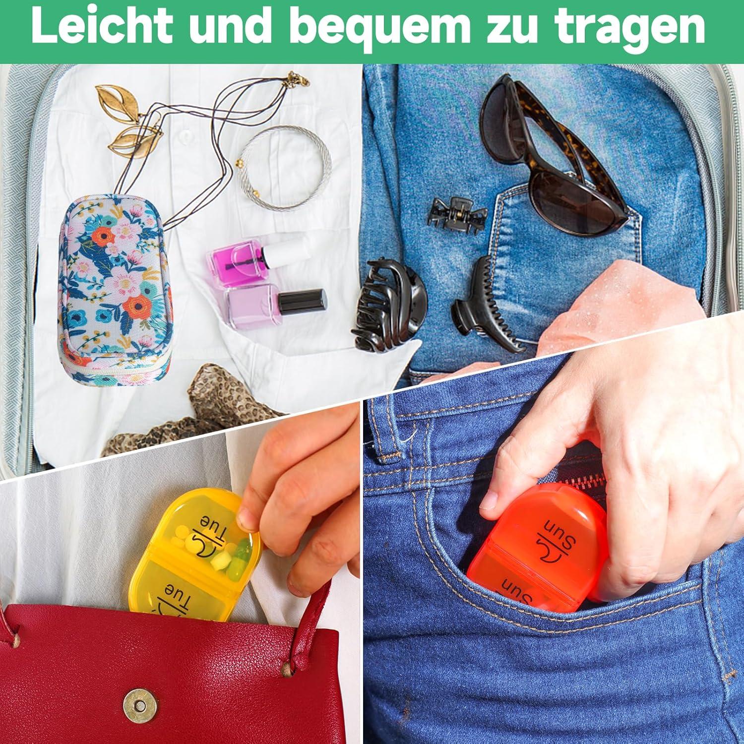 Tablettenbox 7 Tage Pillendose Regenbogen Organizer Canvas Tasche