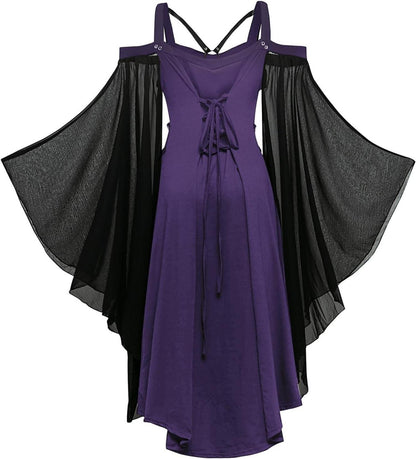 Gothic Mittelalterliches Damenkleid Vintage Schwarz