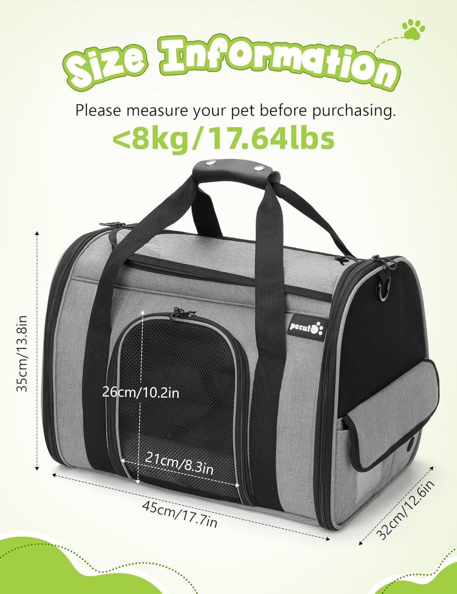 Pecute Transportbox Katze Faltbare Katzentasche XL Grau
