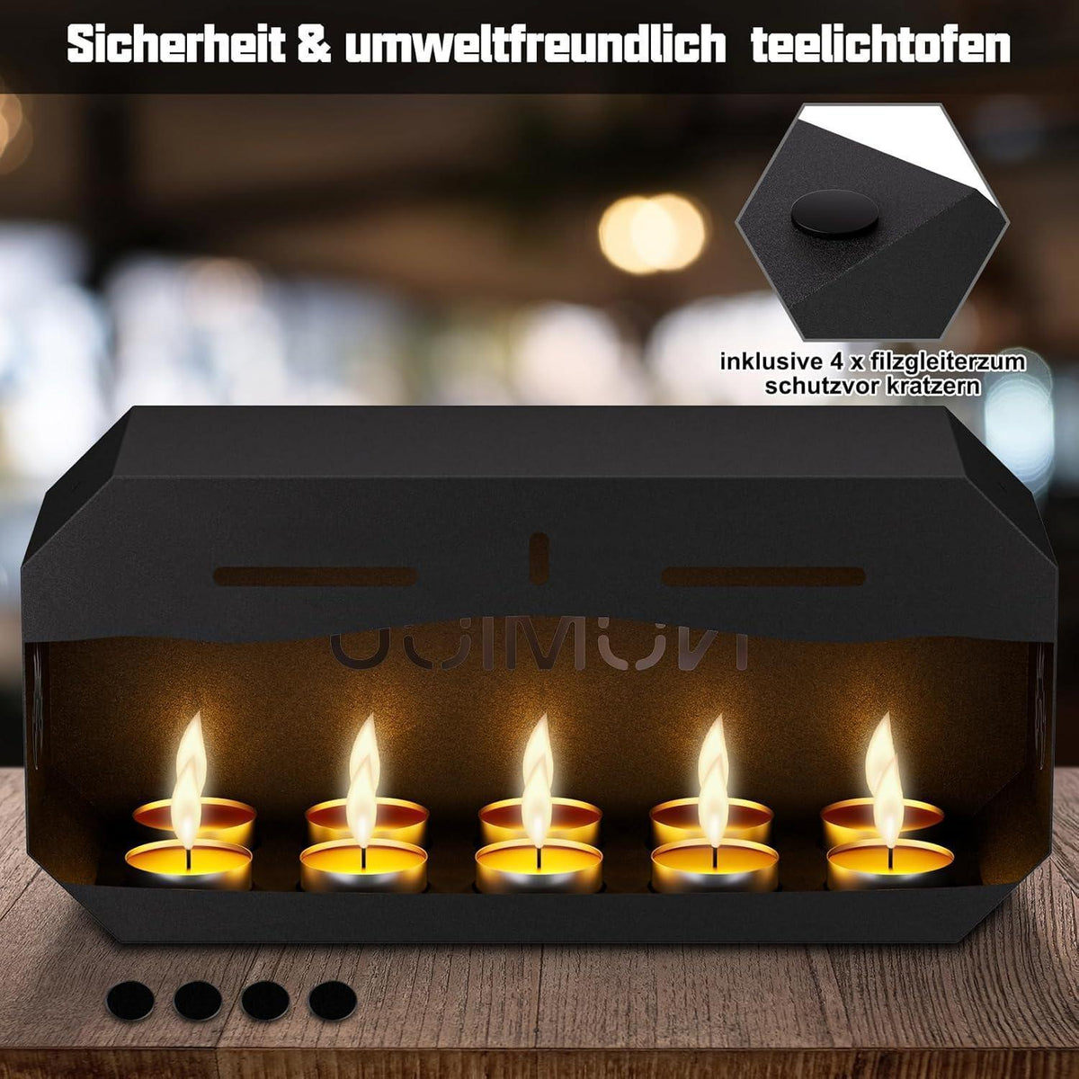 Teelichtofen Metall für 10 Teelichter | Schwarz | 31cm
