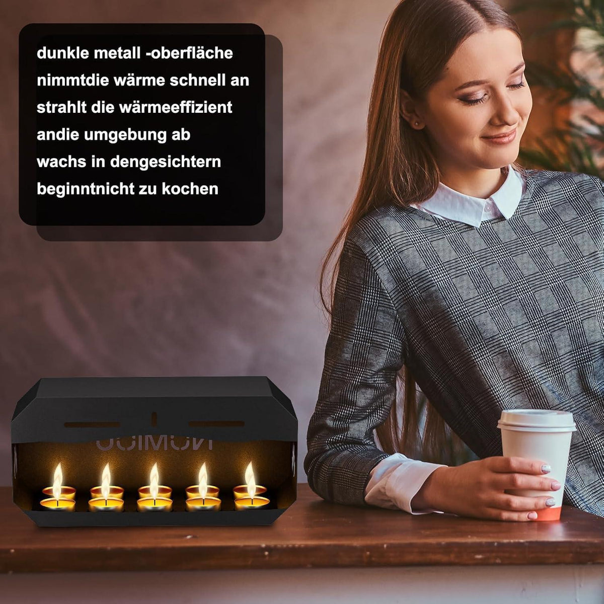 Teelichtofen Metall für 10 Teelichter | Schwarz | 31cm