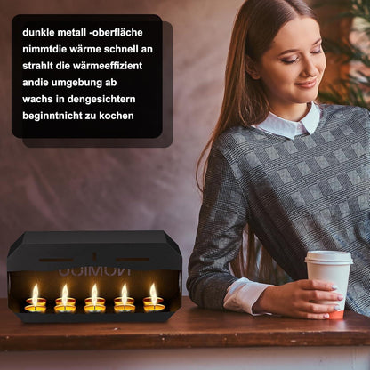 Teelichtofen Metall für 10 Teelichter | Schwarz | 31cm