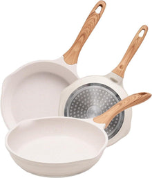 Antihaft Pfannenset Induktion 20 24 28cm Geschmiedetes Aluminium Beige