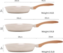 JEETEE Pfannenset 3-teilig 20cm 24cm 28cm Induktion
