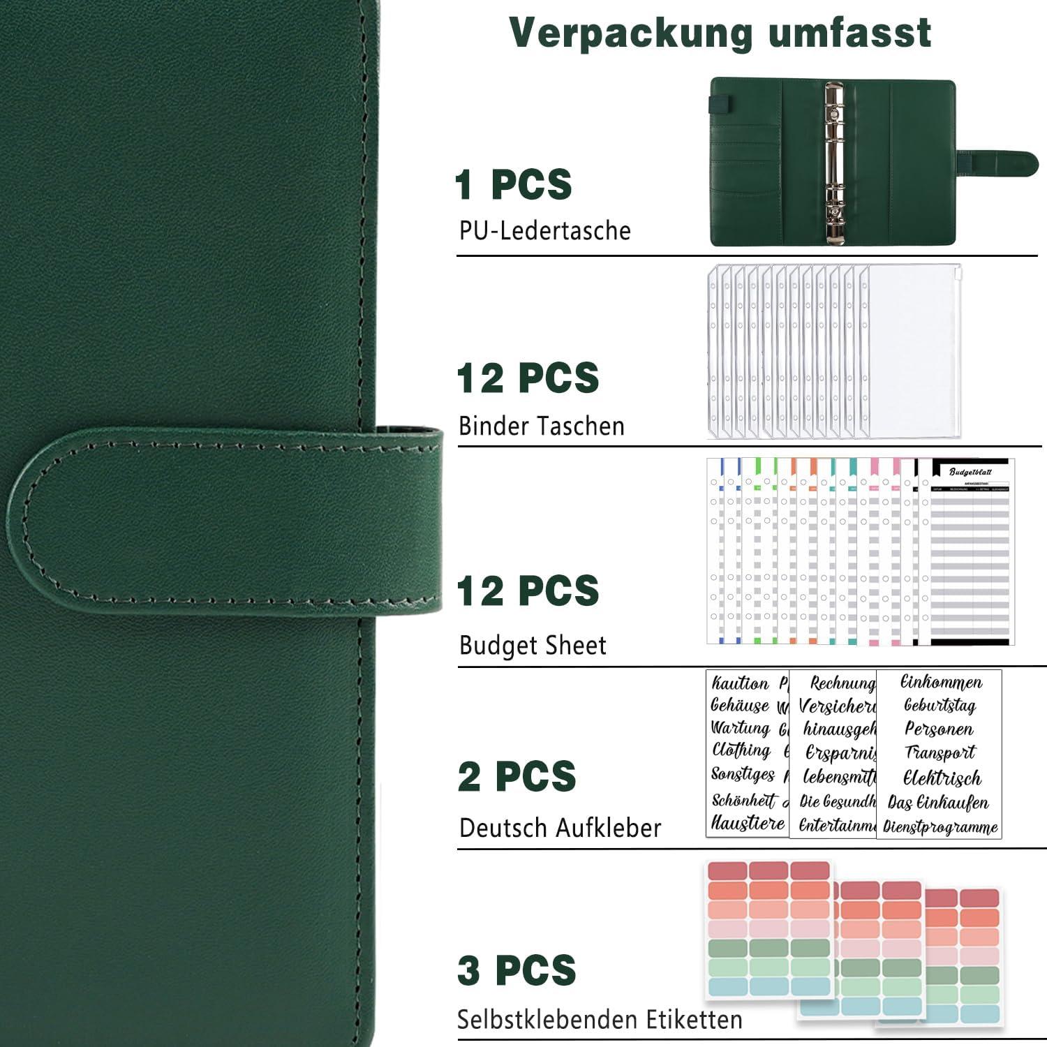 A6 Binder Geld Organizer Budget Planer mit 12 Taschen, 12