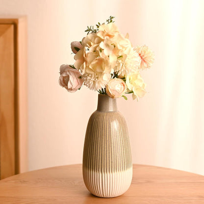 Moderne Keramikvase in Braun-Weiß 24cm - Deko für Zuhause