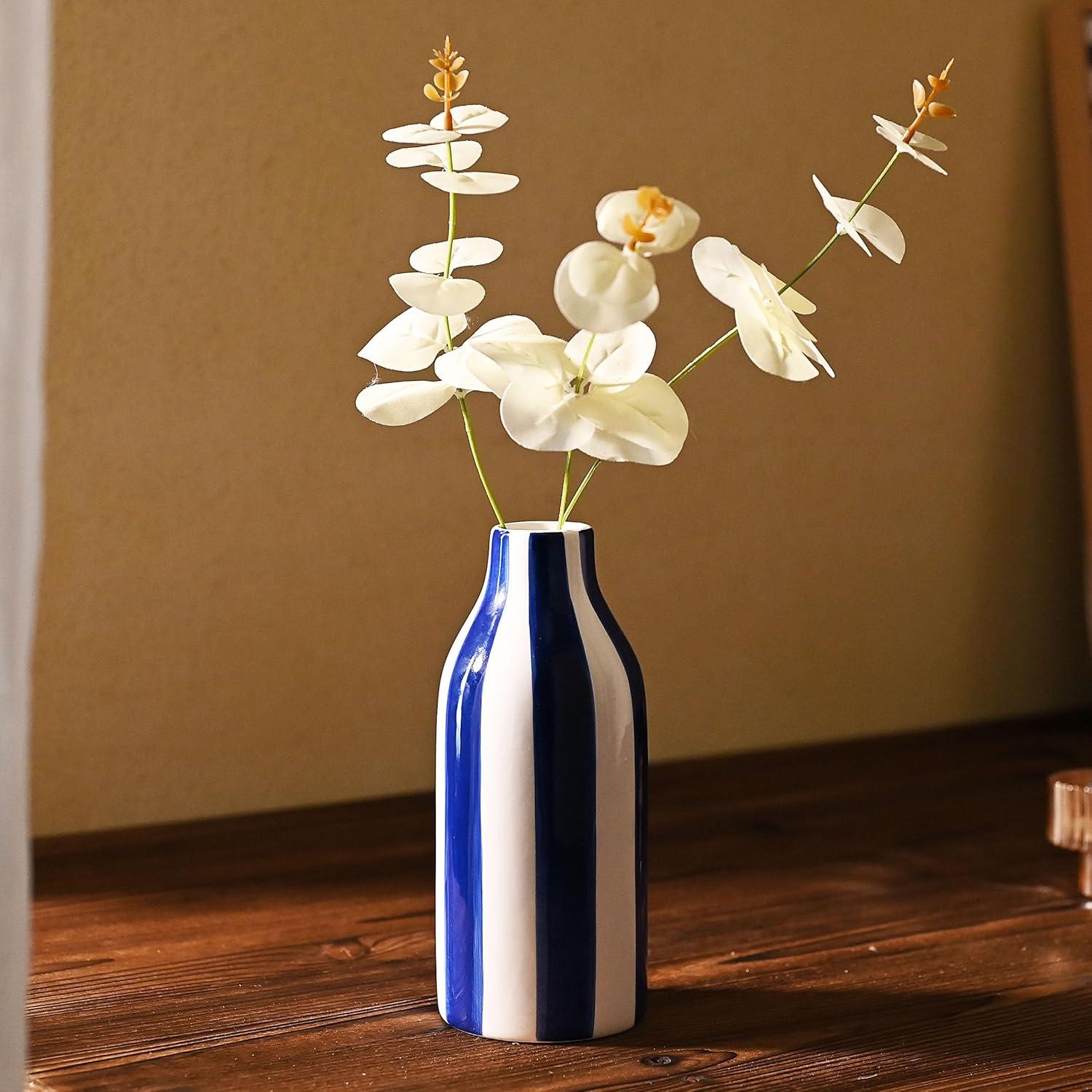 Porzellan Vase blau-weiß modernes Bauernhaus Deko 19cm