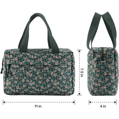Große Cord Kosmetiktasche für Damen - Grün