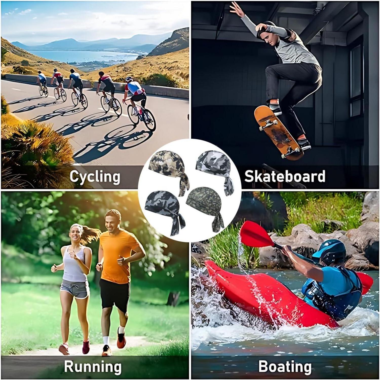 Bandana Schädel-Fahrradmütze 4er Set UV-Schutz Sommer Tarnung Helm