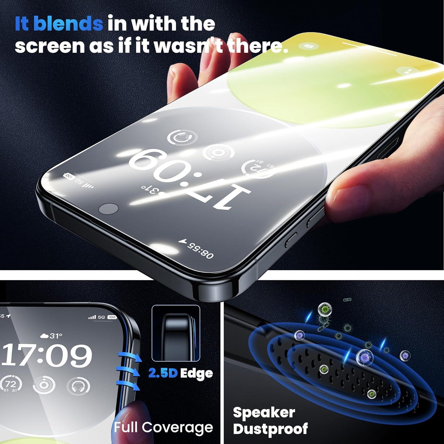 iPhone 15 Pro Displayschutzfolie 9H Härte HD-Klar 2er Set