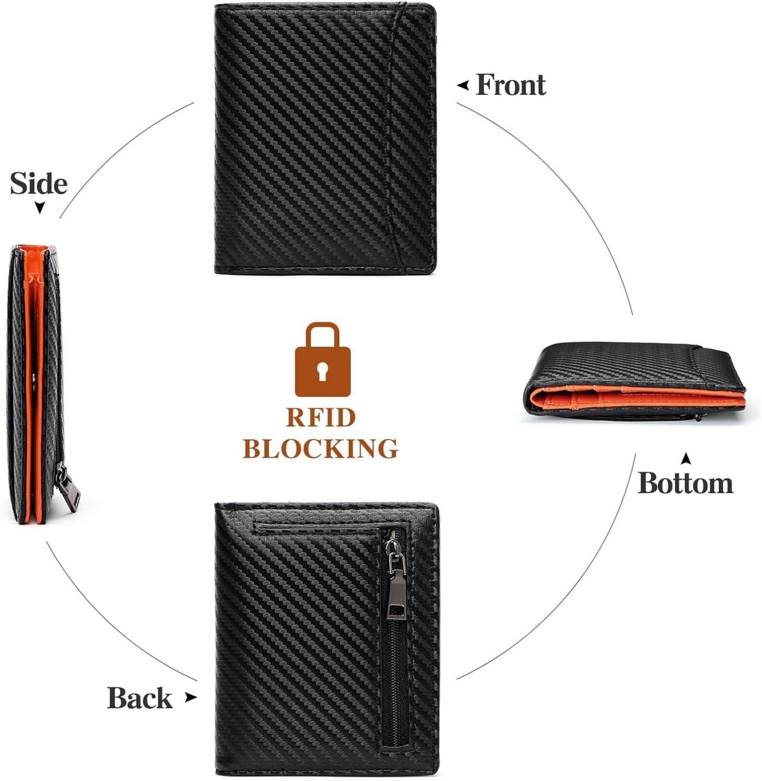 GAEKEAO Slim Wallet Herren RFID Schutz Schwarz Orange