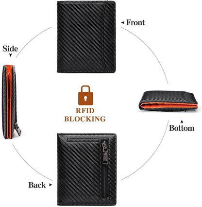 GAEKEAO Slim Wallet Herren RFID Schutz Schwarz Orange