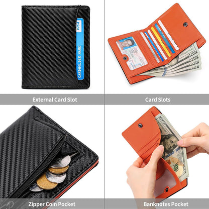 GAEKEAO Herren Geldbörse RFID Slim Wallet Münzfach Schwarz