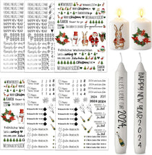 Kerzentattoos Weihnachten 6er Set Happy New Year, Wasserschiebefolie