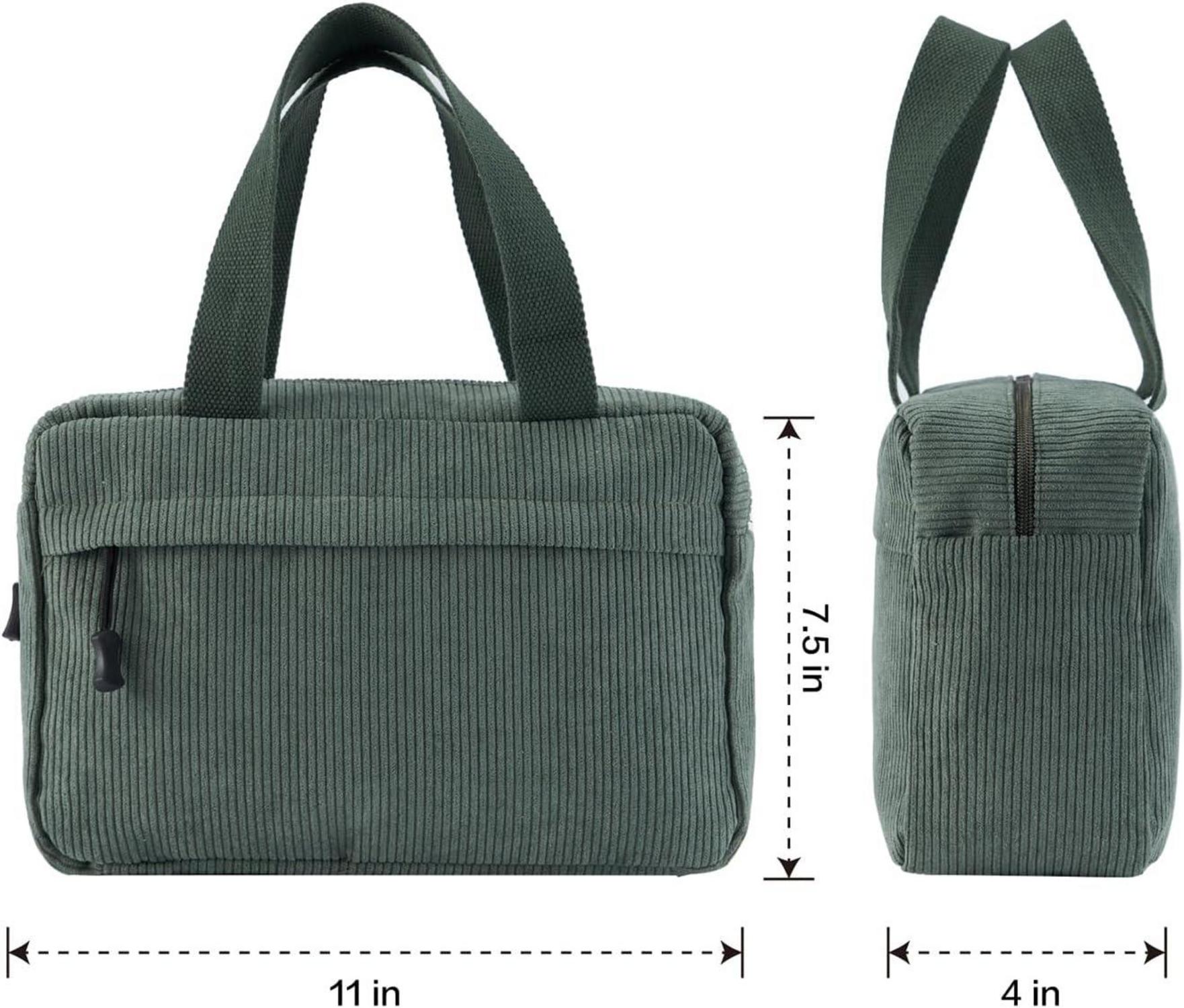 Jiliyote Große Cord-Kosmetiktasche Damen Make-up Tasche multifunktional grün